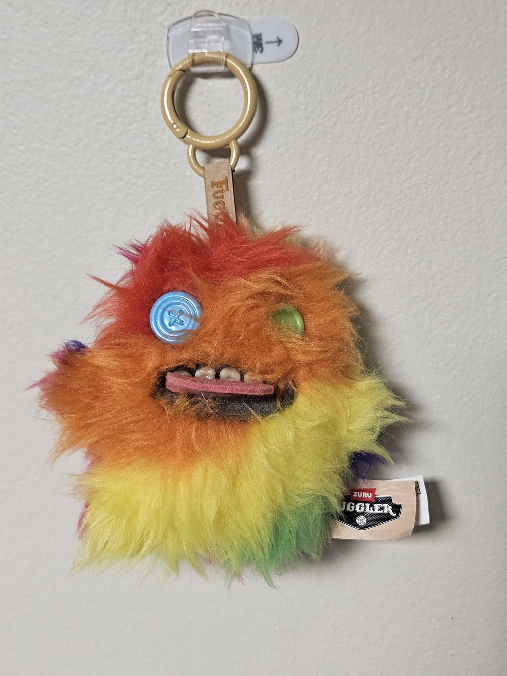 ZURU Fuggler Rainbow Monster Plush Keychain Clip Ugly Cute Button Eye Teeth NWT
